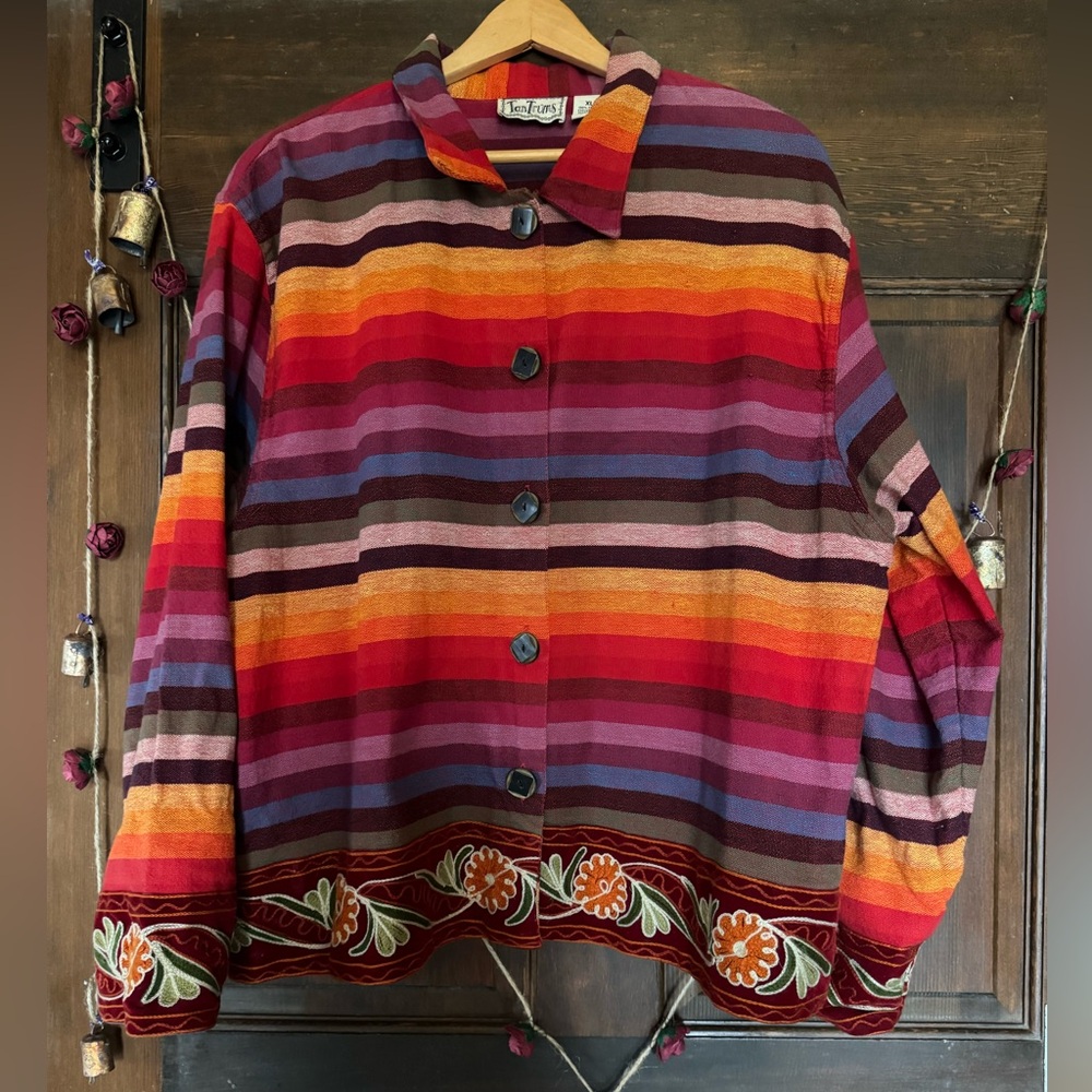 Tantrums rainbow boho hippy vintage jacket see measurements
